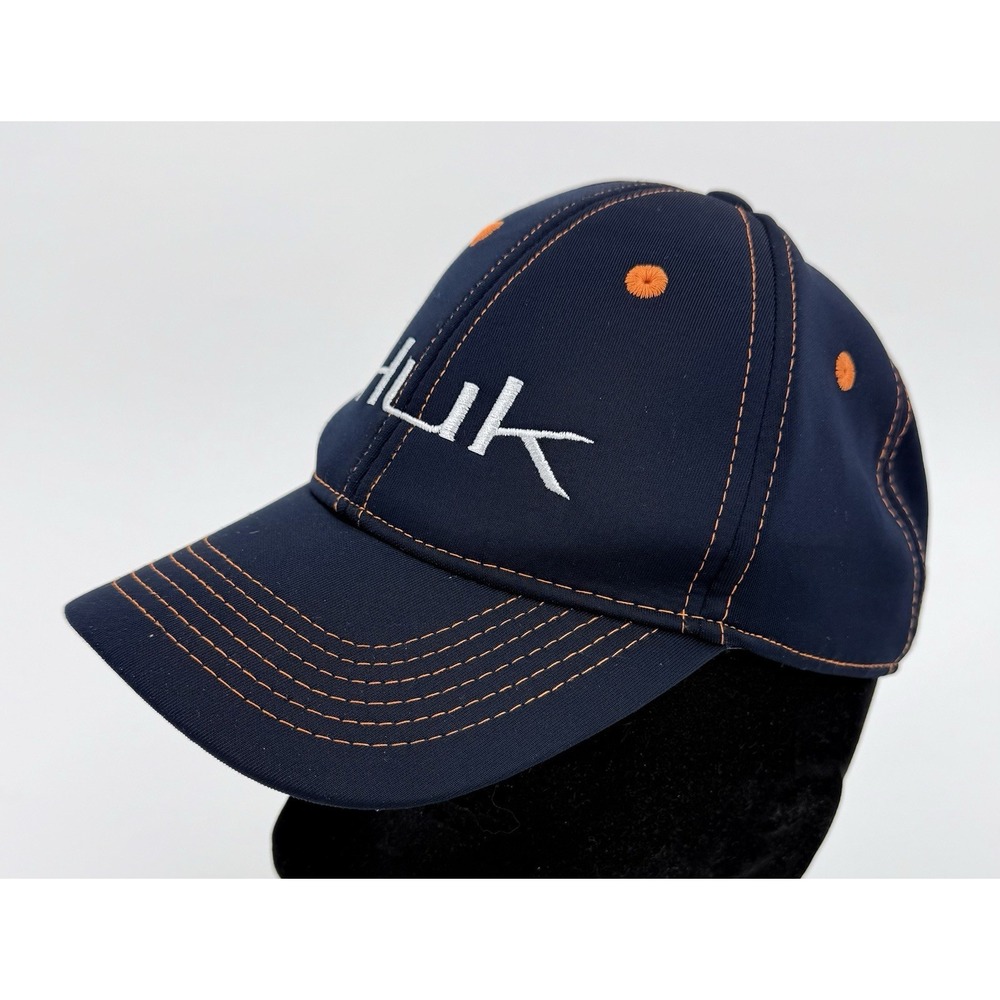 HUK Black & Orange Snapback‎ 6 Panel Solid Trucker Baseball Cap Hat Youth NWOT